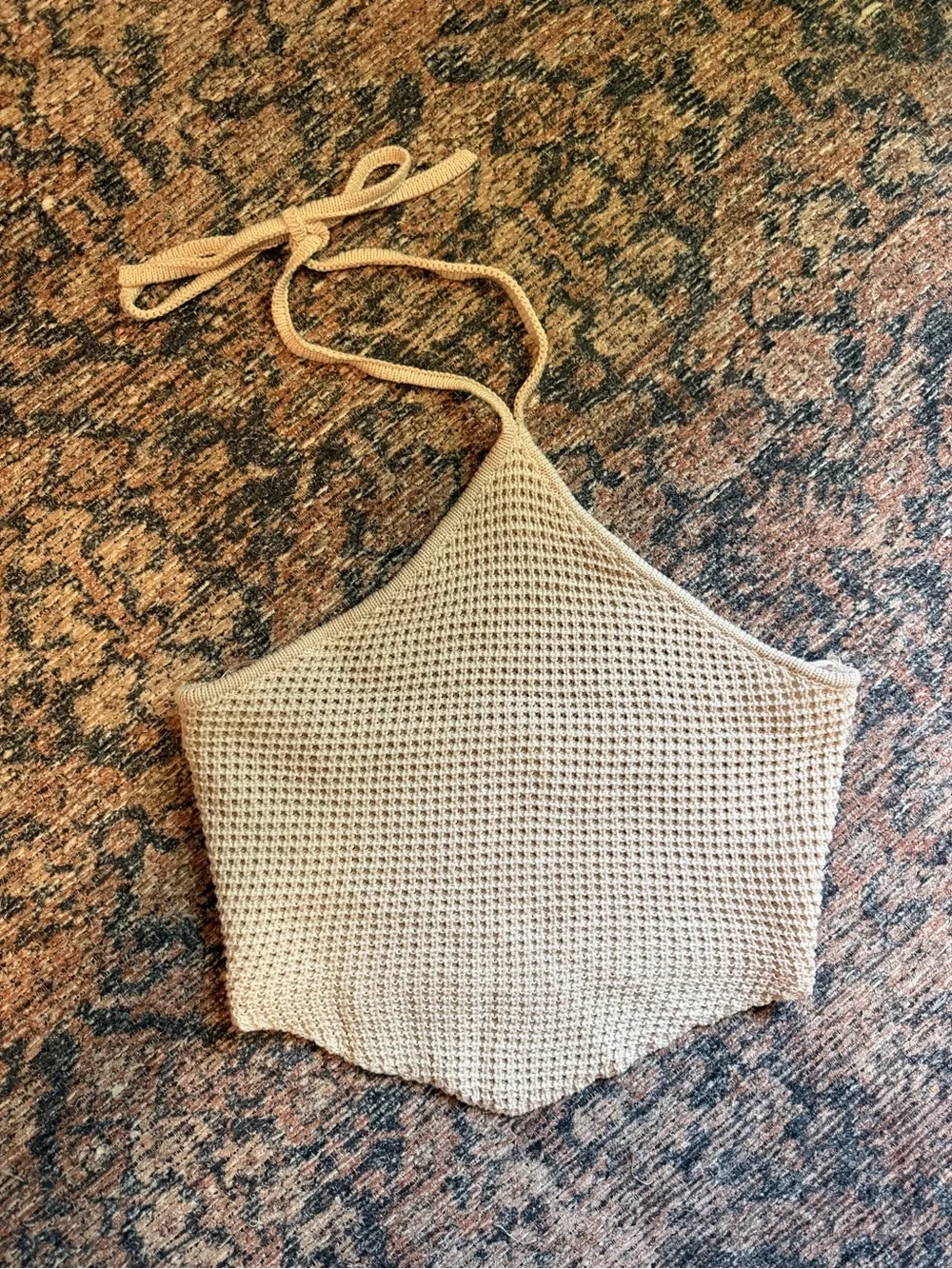 Beige Crochet Halter Top